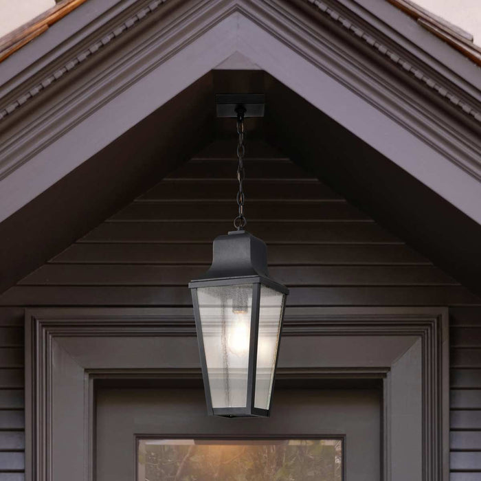 Hanging Lantern Nuvo 60-8135 Lawrence - 1 Light Hanging Lantern - Matte Black with Clear Seeded Glass Nuvo