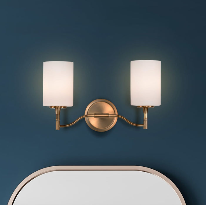Vanity Nuvo 60-8202 Liam - 2 Light Vanity - Burnished Brass - White Opal Glass Nuvo