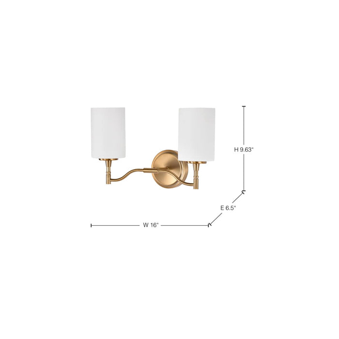 Vanity Nuvo 60-8202 Liam - 2 Light Vanity - Burnished Brass - White Opal Glass Nuvo