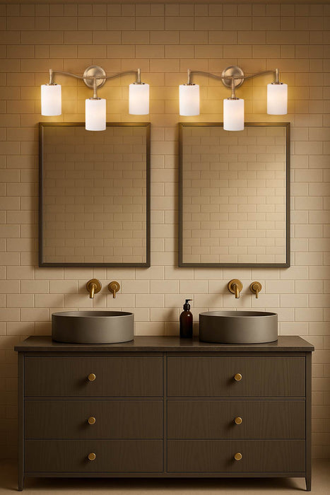 Vanity Nuvo 60-8203 Liam - 3 Light Vanity - Burnished Brass - White Opal Glass Nuvo