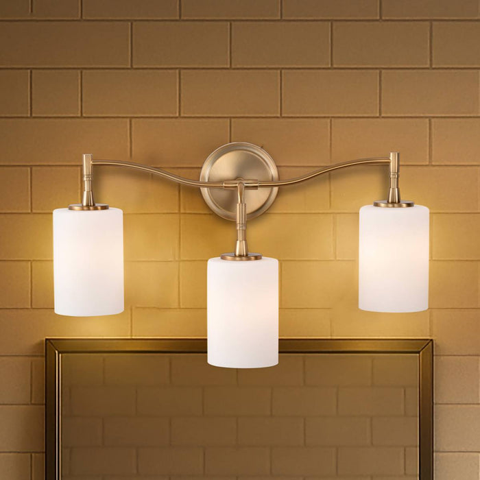 Vanity Nuvo 60-8203 Liam - 3 Light Vanity - Burnished Brass - White Opal Glass Nuvo