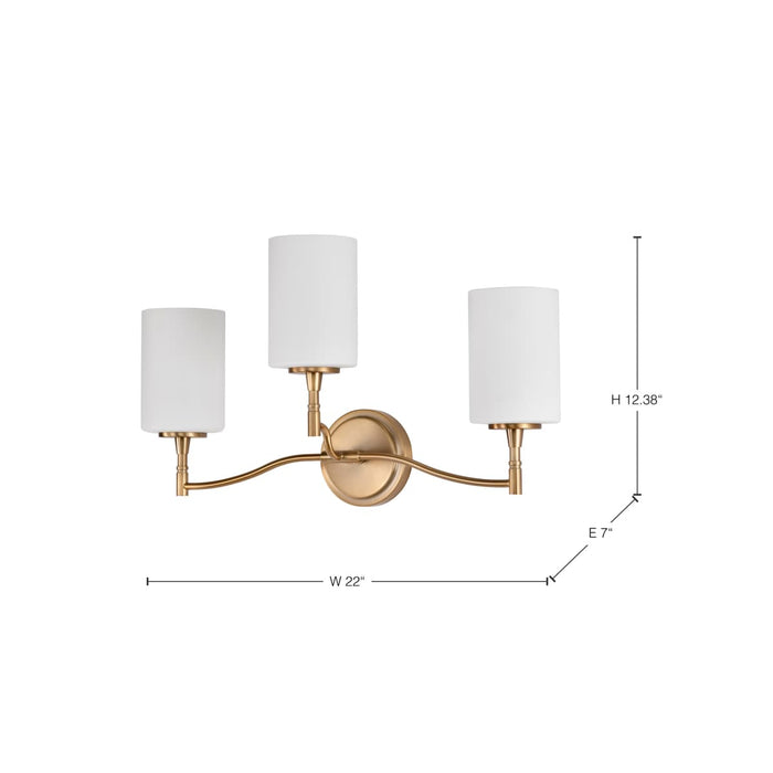 Vanity Nuvo 60-8203 Liam - 3 Light Vanity - Burnished Brass - White Opal Glass Nuvo