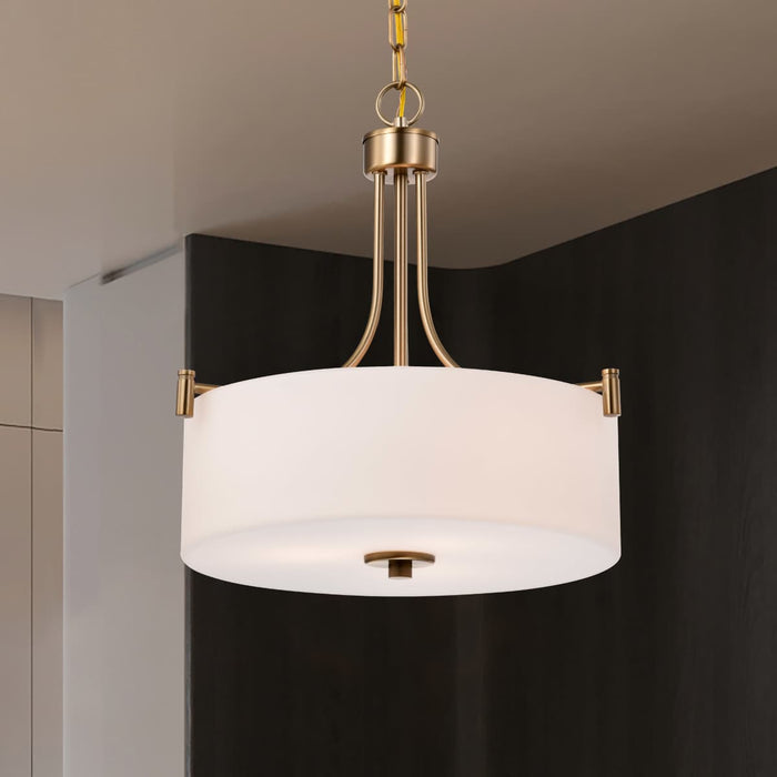 Pendant Nuvo 60-8204 Liam - 3 Light Pendant - Burnished Brass - White Opal Glass Nuvo