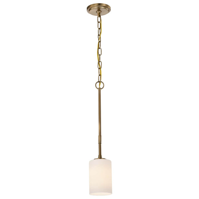 Mini Pendant Nuvo 60-8205 Liam - 1 Light Mini Pendant - Burnished Brass - White Opal Glass Nuvo