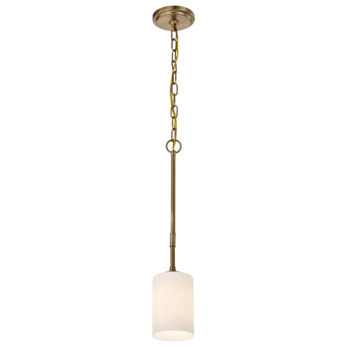 Mini Pendant Nuvo 60-8205 Liam - 1 Light Mini Pendant - Burnished Brass - White Opal Glass Nuvo