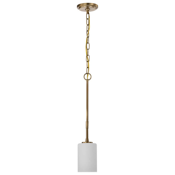 Mini Pendant Nuvo 60-8205 Liam - 1 Light Mini Pendant - Burnished Brass - White Opal Glass Nuvo