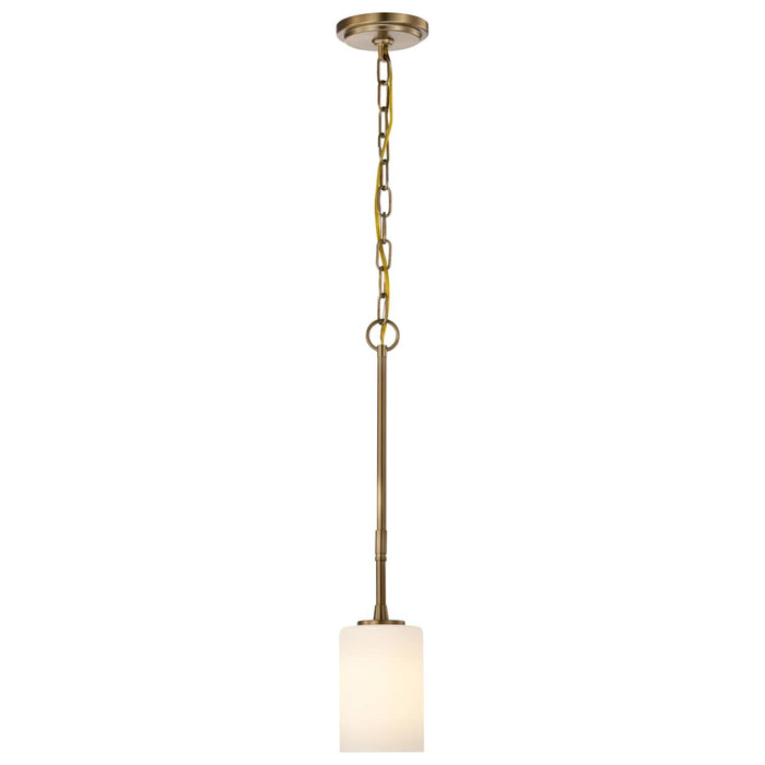 Mini Pendant Nuvo 60-8205 Liam - 1 Light Mini Pendant - Burnished Brass - White Opal Glass Nuvo