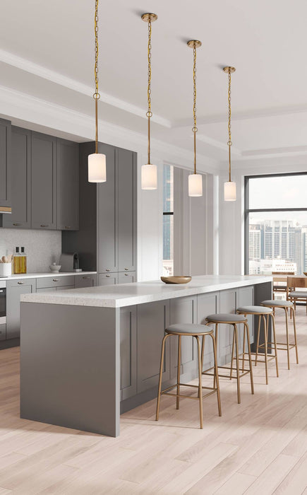Mini Pendant Nuvo 60-8205 Liam - 1 Light Mini Pendant - Burnished Brass - White Opal Glass Nuvo