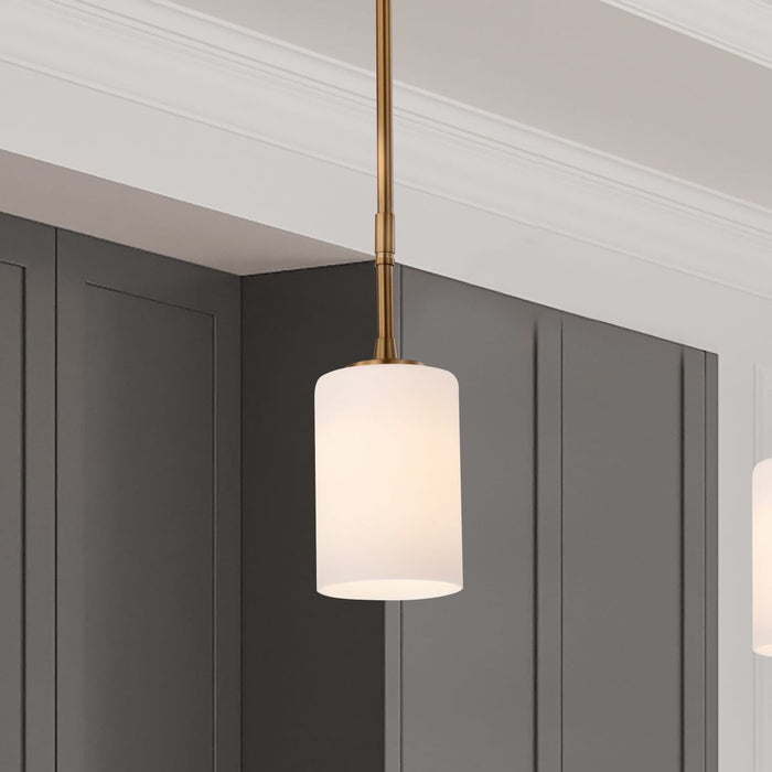 Mini Pendant Nuvo 60-8205 Liam - 1 Light Mini Pendant - Burnished Brass - White Opal Glass Nuvo