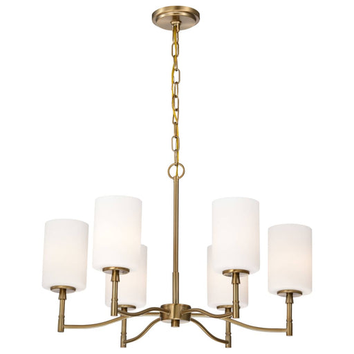 Chandelier Nuvo 60-8206 Liam - 6 Light Chandelier - Burnished Brass - White Opal Glass Nuvo