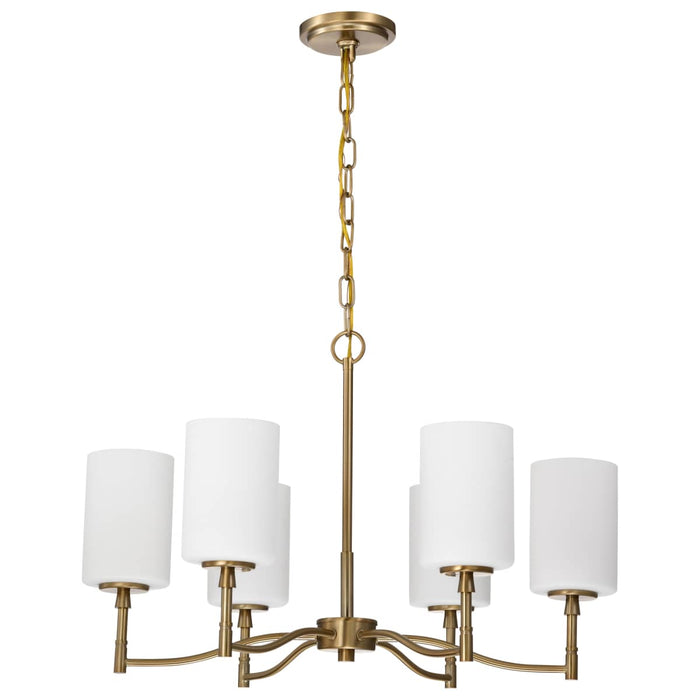 Chandelier Nuvo 60-8206 Liam - 6 Light Chandelier - Burnished Brass - White Opal Glass Nuvo