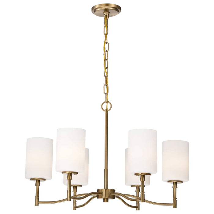 Chandelier Nuvo 60-8206 Liam - 6 Light Chandelier - Burnished Brass - White Opal Glass Nuvo
