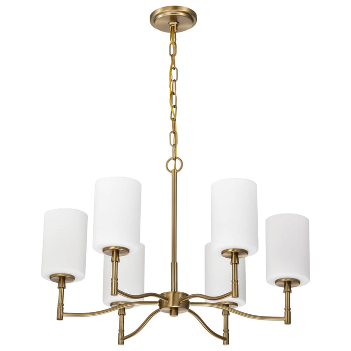 Chandelier Nuvo 60-8206 Liam - 6 Light Chandelier - Burnished Brass - White Opal Glass Nuvo