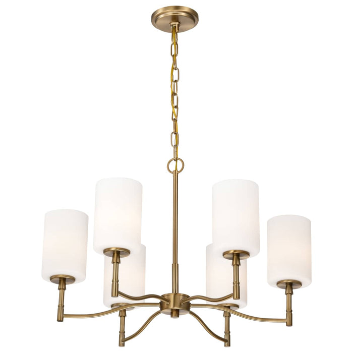 Chandelier Nuvo 60-8206 Liam - 6 Light Chandelier - Burnished Brass - White Opal Glass Nuvo
