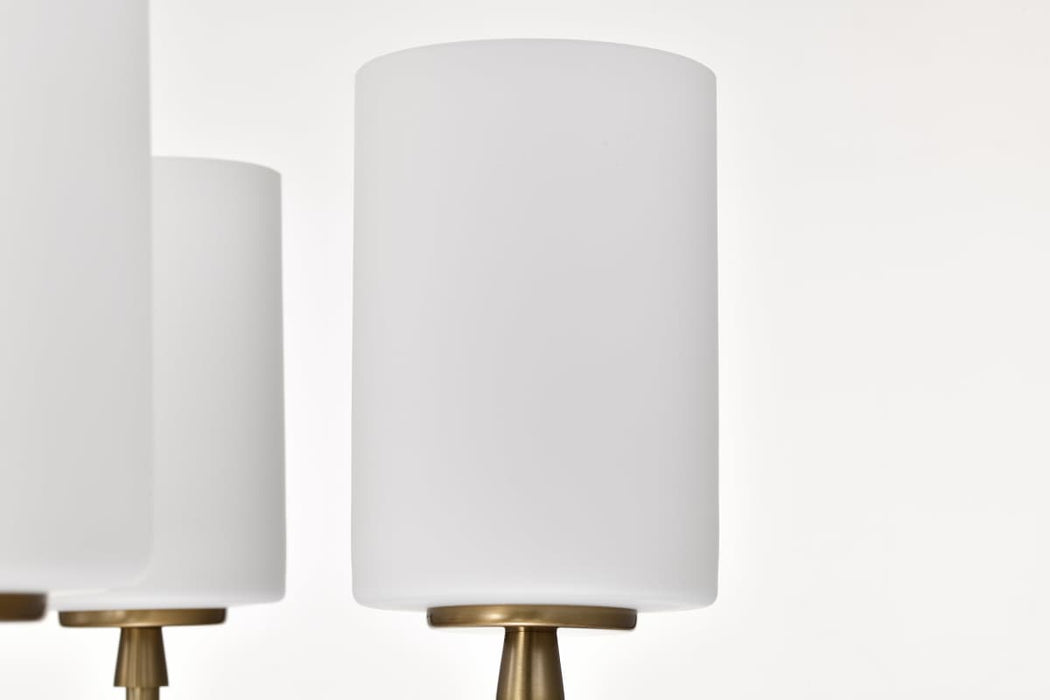 Chandelier Nuvo 60-8206 Liam - 6 Light Chandelier - Burnished Brass - White Opal Glass Nuvo