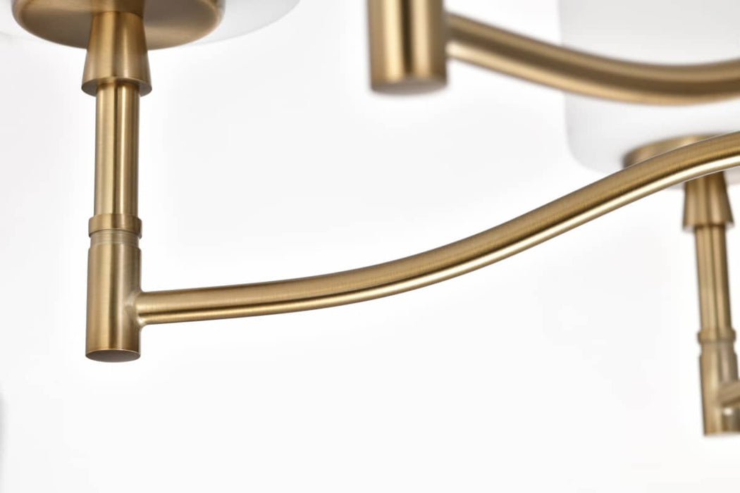 Chandelier Nuvo 60-8206 Liam - 6 Light Chandelier - Burnished Brass - White Opal Glass Nuvo