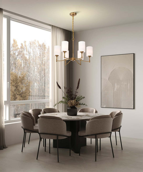 Chandelier Nuvo 60-8206 Liam - 6 Light Chandelier - Burnished Brass - White Opal Glass Nuvo
