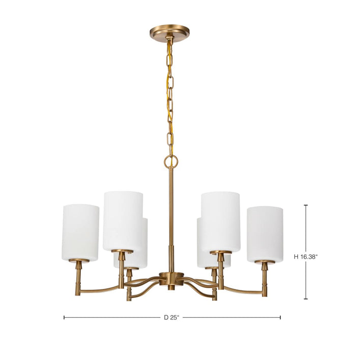 Chandelier Nuvo 60-8206 Liam - 6 Light Chandelier - Burnished Brass - White Opal Glass Nuvo
