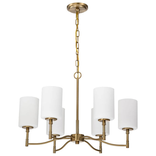 Chandelier Nuvo 60-8206 Liam - 6 Light Chandelier - Burnished Brass - White Opal Glass Nuvo
