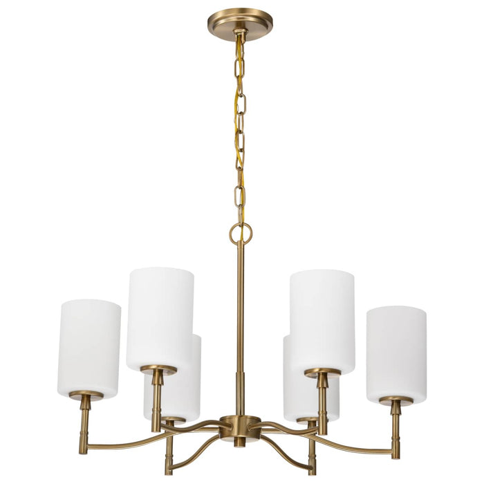 Chandelier Nuvo 60-8206 Liam - 6 Light Chandelier - Burnished Brass - White Opal Glass Nuvo