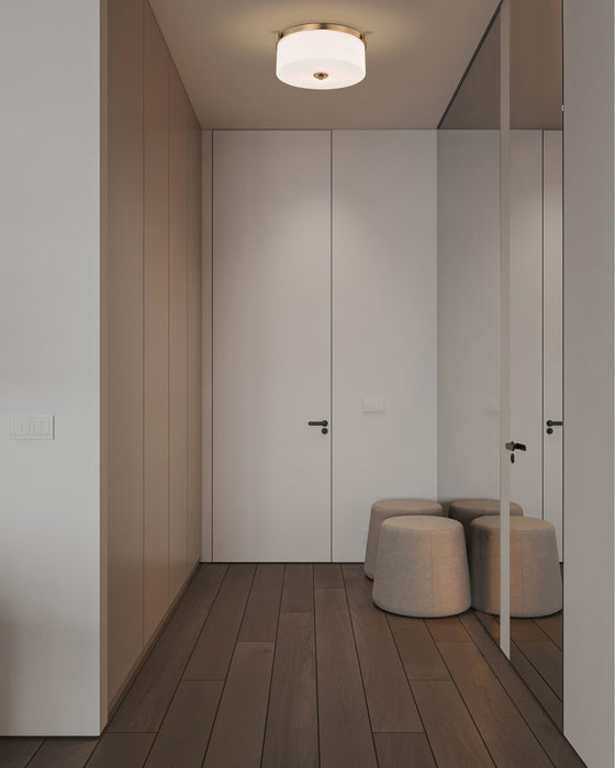 Flush Mount Nuvo 60-8207 Liam - 3 Light Flush Mount - Burnished Brass - White Opal Glass Nuvo