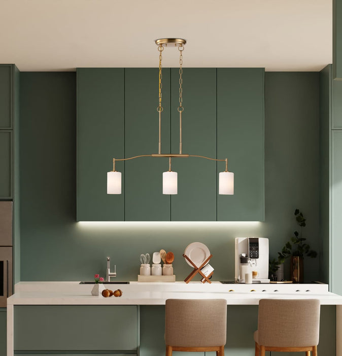Pendant Nuvo 60-8208 Liam - 3 Light Island Pendant - Burnished Brass - White Opal Glass Nuvo