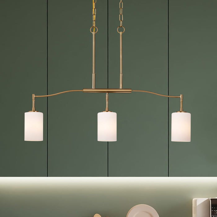 Pendant Nuvo 60-8208 Liam - 3 Light Island Pendant - Burnished Brass - White Opal Glass Nuvo