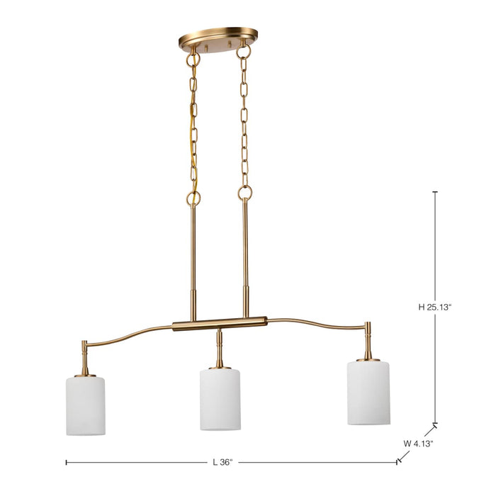 Pendant Nuvo 60-8208 Liam - 3 Light Island Pendant - Burnished Brass - White Opal Glass Nuvo