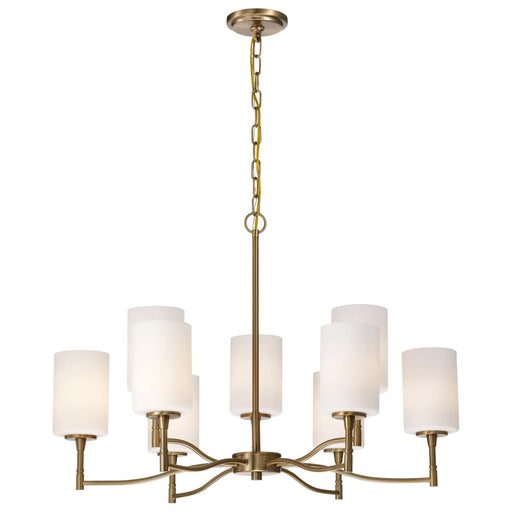 Chandelier Nuvo 60-8209 Liam - 9 Light Chandelier - Burnished Brass - White Opal Glass Nuvo