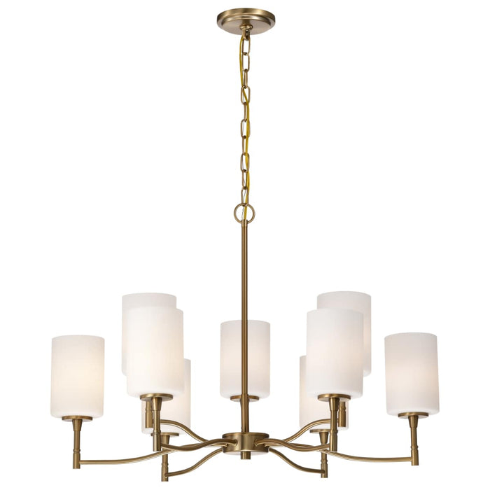 Chandelier Nuvo 60-8209 Liam - 9 Light Chandelier - Burnished Brass - White Opal Glass Nuvo