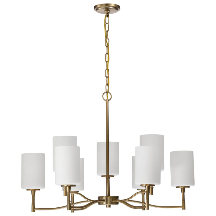 Chandelier Nuvo 60-8209 Liam - 9 Light Chandelier - Burnished Brass - White Opal Glass Nuvo