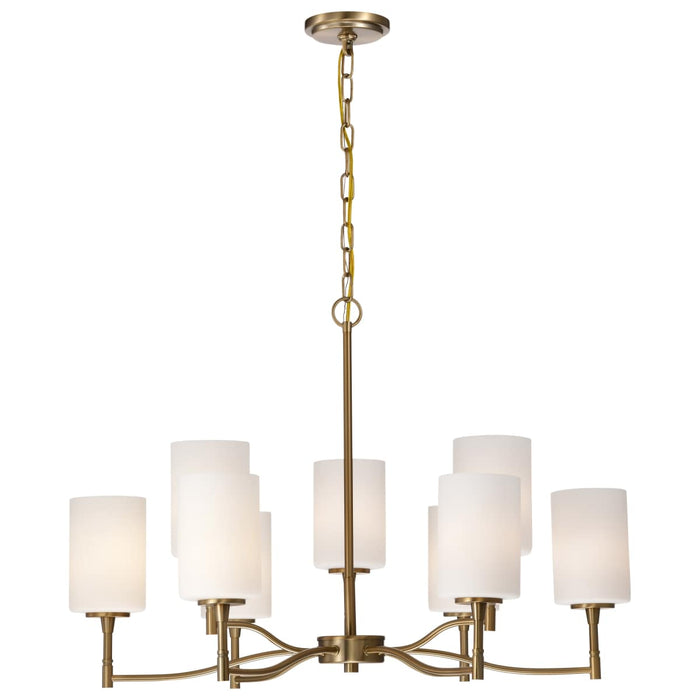 Chandelier Nuvo 60-8209 Liam - 9 Light Chandelier - Burnished Brass - White Opal Glass Nuvo