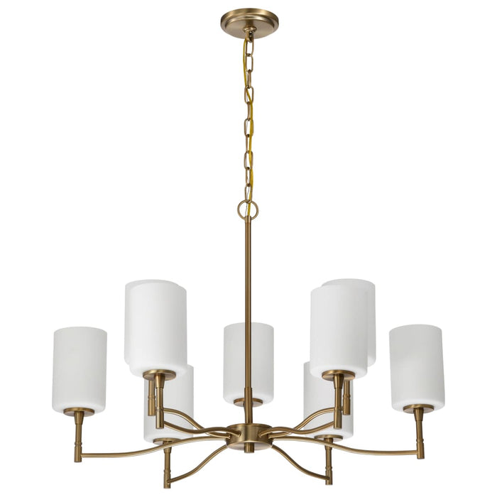 Chandelier Nuvo 60-8209 Liam - 9 Light Chandelier - Burnished Brass - White Opal Glass Nuvo