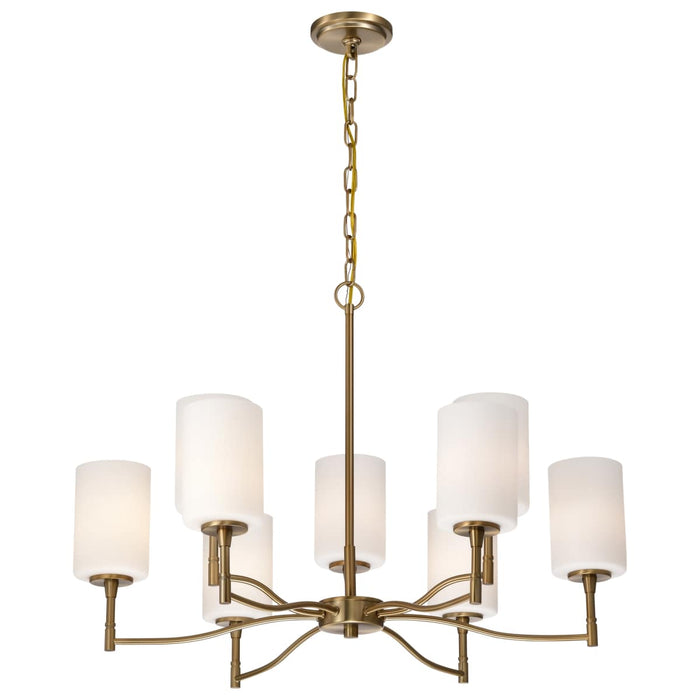 Chandelier Nuvo 60-8209 Liam - 9 Light Chandelier - Burnished Brass - White Opal Glass Nuvo