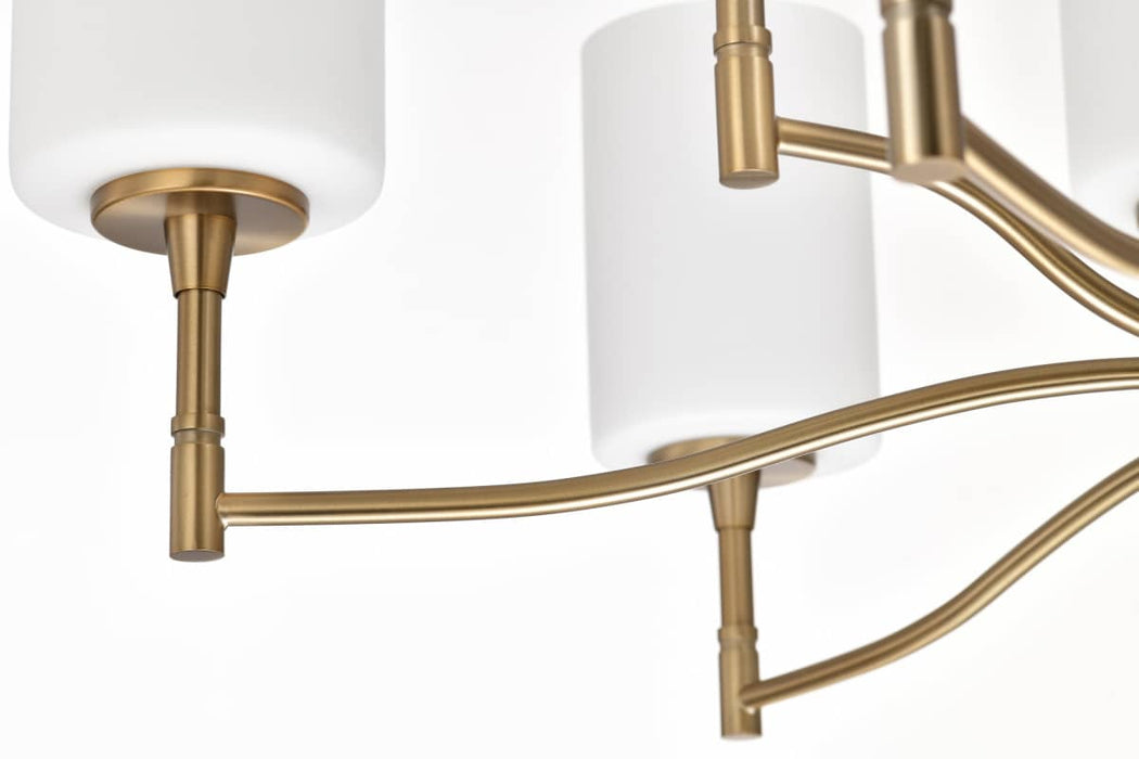 Chandelier Nuvo 60-8209 Liam - 9 Light Chandelier - Burnished Brass - White Opal Glass Nuvo