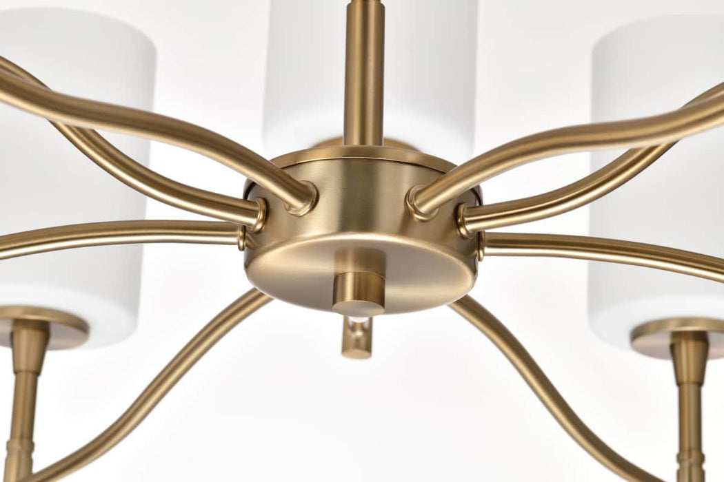 Chandelier Nuvo 60-8209 Liam - 9 Light Chandelier - Burnished Brass - White Opal Glass Nuvo