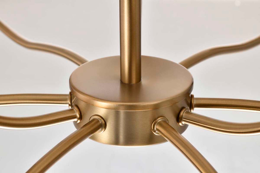 Chandelier Nuvo 60-8209 Liam - 9 Light Chandelier - Burnished Brass - White Opal Glass Nuvo