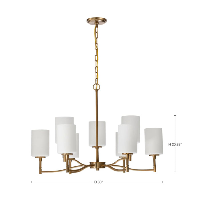 Chandelier Nuvo 60-8209 Liam - 9 Light Chandelier - Burnished Brass - White Opal Glass Nuvo