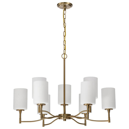 Chandelier Nuvo 60-8209 Liam - 9 Light Chandelier - Burnished Brass - White Opal Glass Nuvo