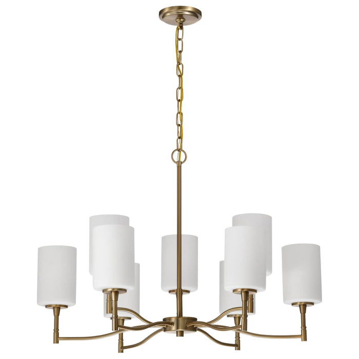 Chandelier Nuvo 60-8209 Liam - 9 Light Chandelier - Burnished Brass - White Opal Glass Nuvo