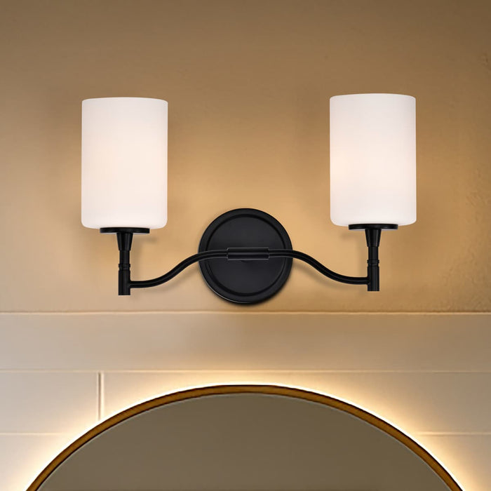 Vanity Nuvo 60-8212 Liam - 2 Light Vanity - Matte Black - White Opal Glass Nuvo