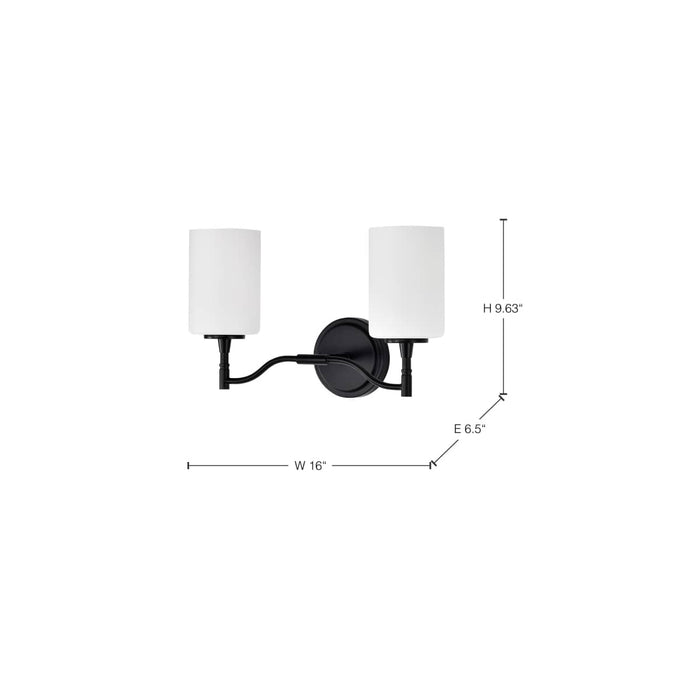 Vanity Nuvo 60-8212 Liam - 2 Light Vanity - Matte Black - White Opal Glass Nuvo