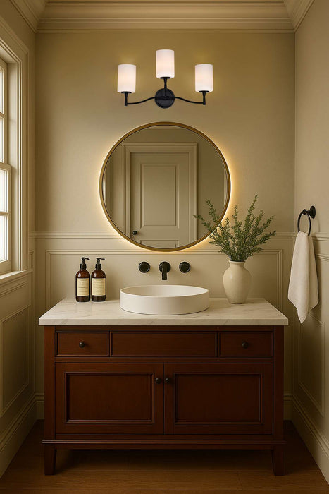 Vanity Nuvo 60-8213 Liam - 3 Light Vanity - Matte Black - White Opal Glass Nuvo