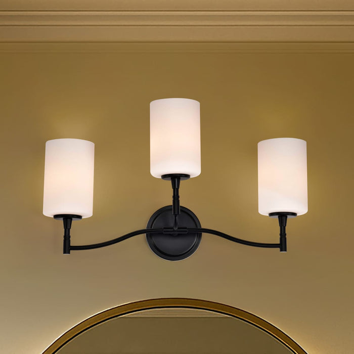 Vanity Nuvo 60-8213 Liam - 3 Light Vanity - Matte Black - White Opal Glass Nuvo