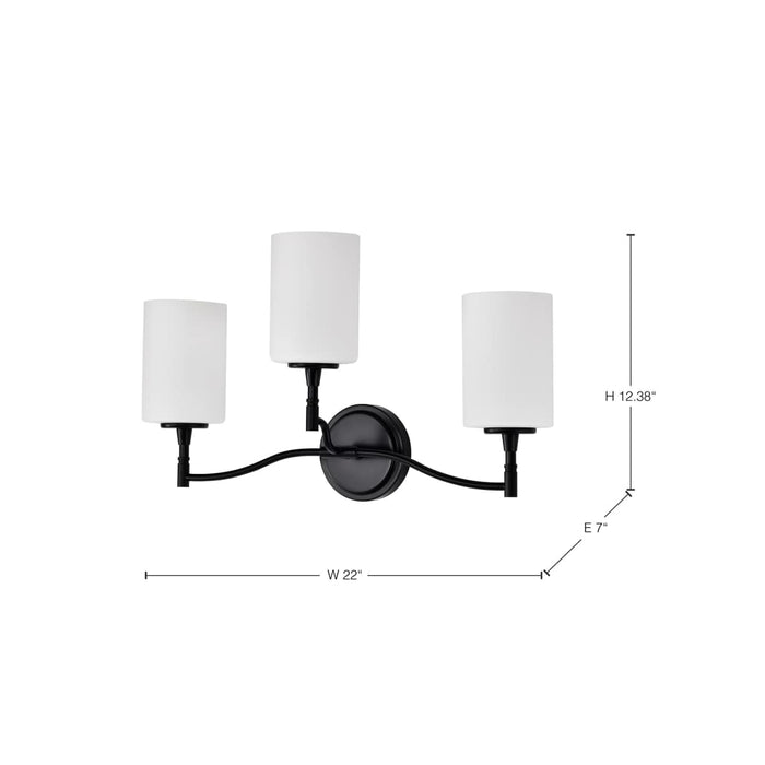 Vanity Nuvo 60-8213 Liam - 3 Light Vanity - Matte Black - White Opal Glass Nuvo