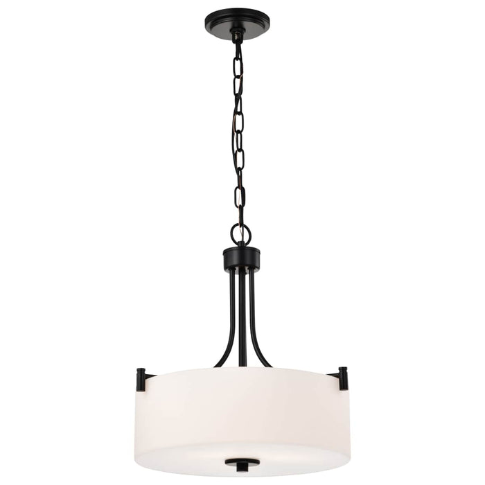 Pendant Nuvo 60-8214 Liam - 3 Light Pendant - Matte Black - White Opal Glass Nuvo