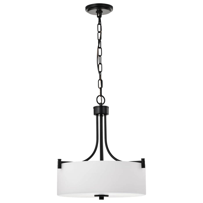 Pendant Nuvo 60-8214 Liam - 3 Light Pendant - Matte Black - White Opal Glass Nuvo