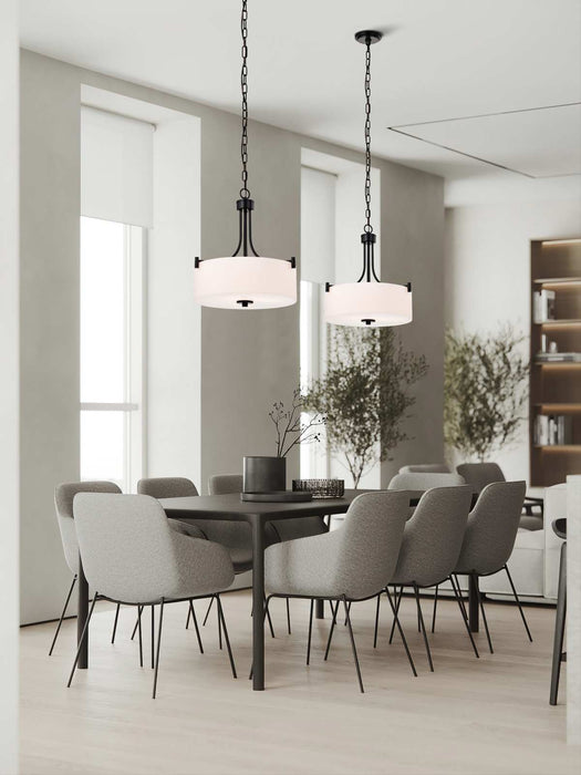 Pendant Nuvo 60-8214 Liam - 3 Light Pendant - Matte Black - White Opal Glass Nuvo