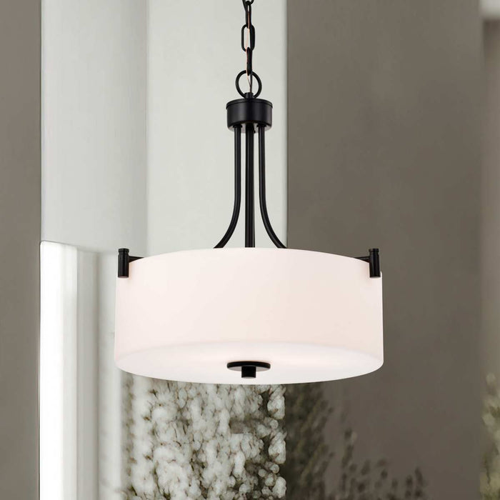 Pendant Nuvo 60-8214 Liam - 3 Light Pendant - Matte Black - White Opal Glass Nuvo
