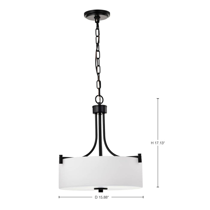 Pendant Nuvo 60-8214 Liam - 3 Light Pendant - Matte Black - White Opal Glass Nuvo